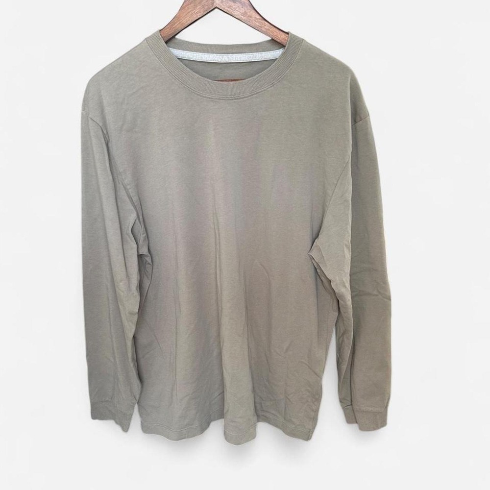Lululemon Olive Green Long Sleeve Crewneck T-Shirt Top Classic Fit Men's L